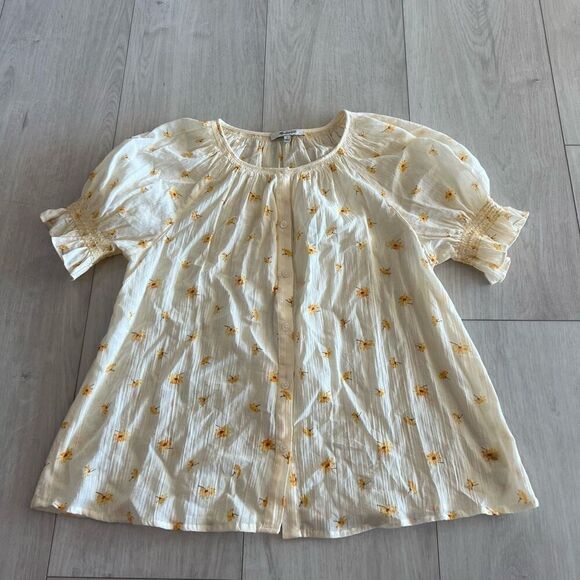 Madewell Smocked Button Up Top In French Daisies size S - Picture 1 of 8